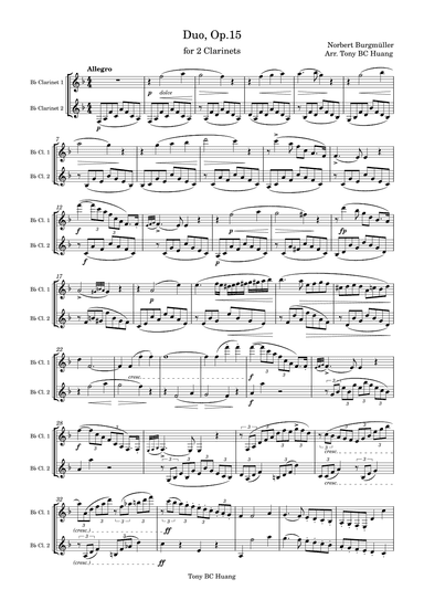 Duo Op.15 for 2 Clarinets (arr. Tony BC Huang)