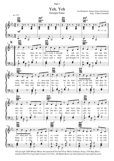 Yeh Yeh (arr. Volker Coutandin)