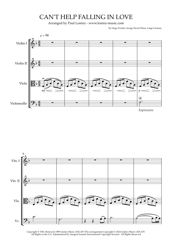 Can't Help Falling In Love (arr. Paul Lorenz)