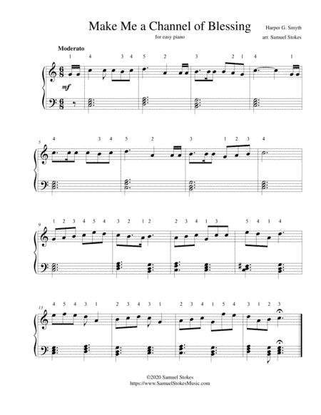 Make Me a Channel of Blessing - for easy piano (arr. Samuel Stokes)