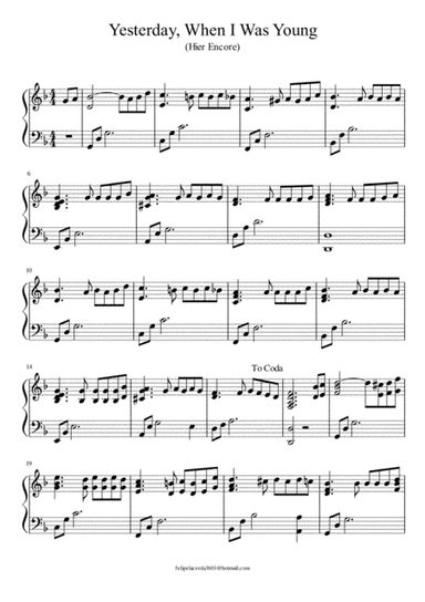 Yesterday, When I Was Young (hier Encore) (arr. Felipe Lacerda)