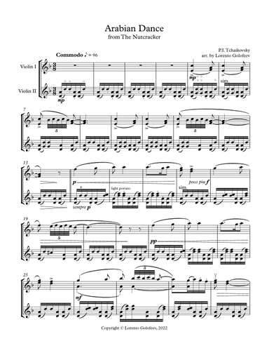 Arabian Dance from The Nutcracker for Violin Duo (arr. Lorento Golofeev)