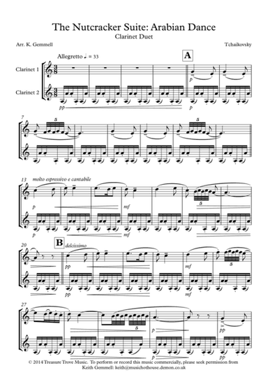 Nutcracker Suite - Arabian Dance: Clarinet Duet (arr. Keith Gemmell)
