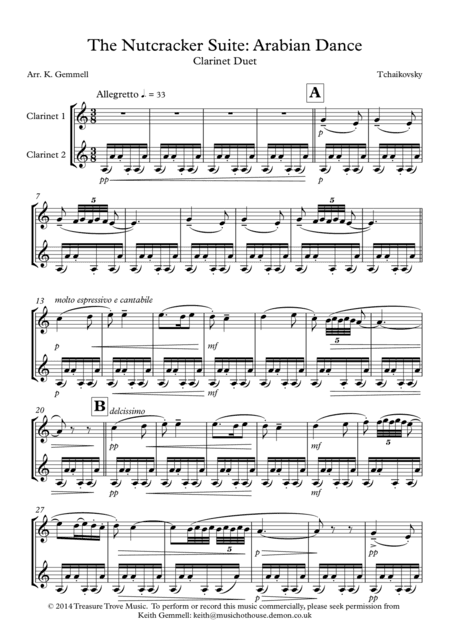 Nutcracker Suite - Arabian Dance: Clarinet Duet (arr. Keith Gemmell)