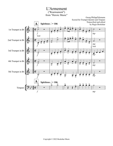 L'Armement (from "Heroic Music") (Bb) (Trumpet Quintet, Timpani) (arr. Regis Bookshar)