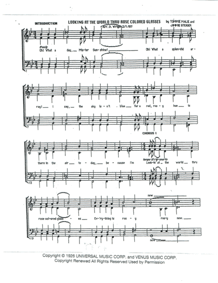 Looking At The World Through Rose Colored Glasses (arr. David Wright)