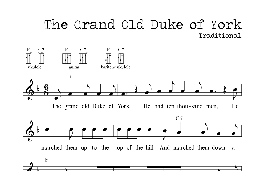The Grand Old Duke of York (Children's Song) (arr. M. Ryan Taylor)