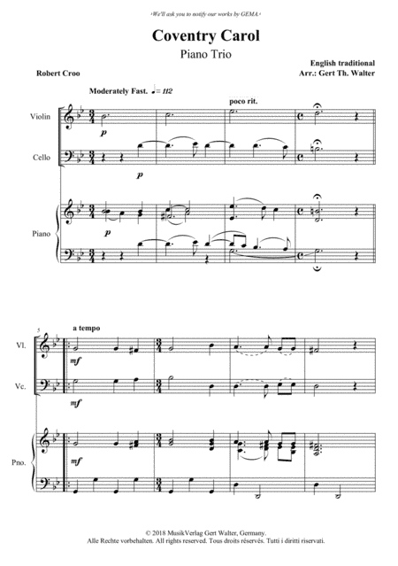 Coventry Carol (arr. Gert Th. Walter)