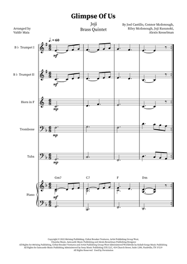 Glimpse Of Us (arr. Valdir Maia)