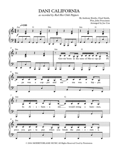 Dani California (arr. Joe Cox)
