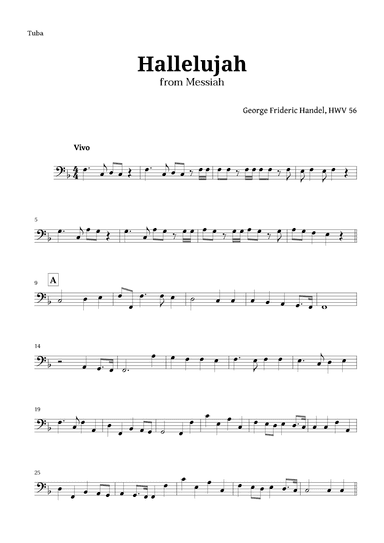 Hallelujah by Handel for Tuba (arr. Langanho)