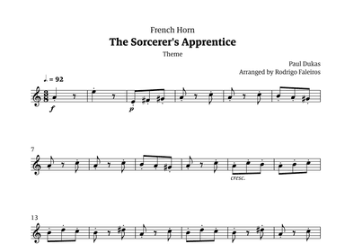 The Sorcerer's Apprentice theme (arr. Rodrigo Faleiros)