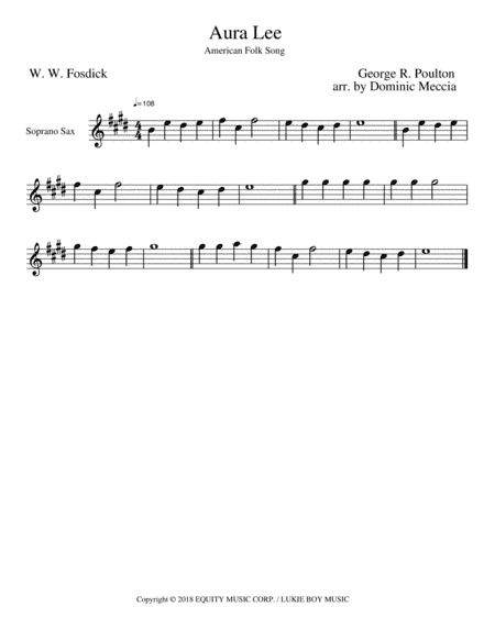 Aura Lee (arr. Dominic Meccia)