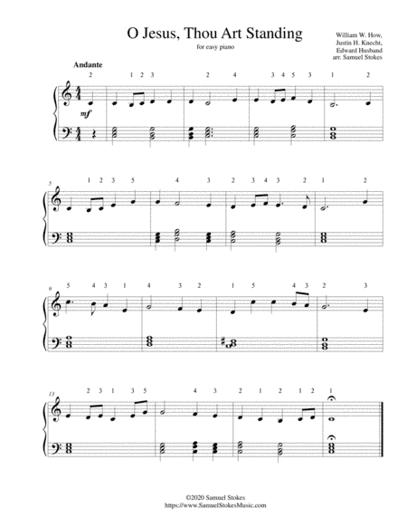 O Jesus, Thou Art Standing - for easy piano (arr. Samuel Stokes)