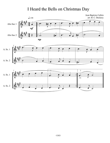 I Heard the Bells on Christmas Day (Alto Sax Duet) (arr. B. C. Dockery)