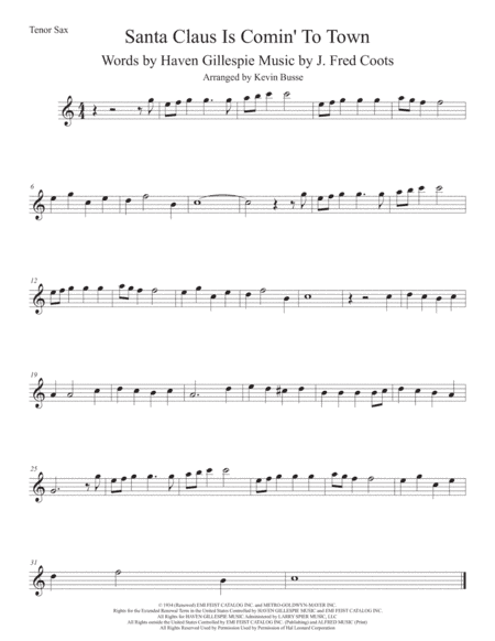 Santa Claus Is Comin' To Town (arr. Kevin Busse)