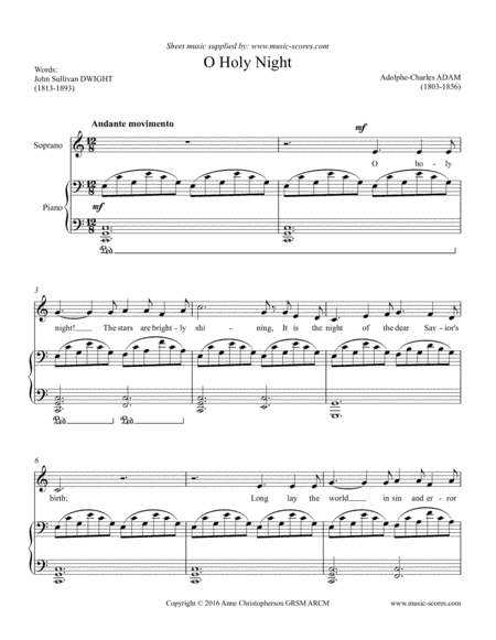 Cantique de Noel; O Holy Night - Voice - C Major (arr. Anne L Christopherson GRSM ARCM)