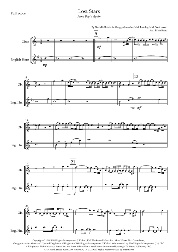 Lost Stars (arr. Fabio Britto)