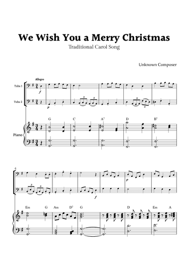 We Wish you a Merry Christmas for Tuba Duet with Piano (arr. Rika K.)