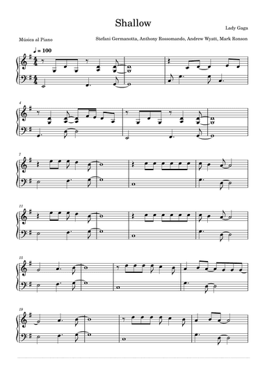 Shallow (arr. Música al Piano)
