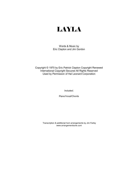 Layla (arr. Jim Farley www.arrangementsone.com)