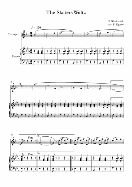 The Skaters Waltz, Emile Waldteufel, For Trumpet & Piano (arr. Eugene Egorov)