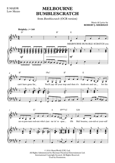 Melbourne Bumblescratch (E Major) Original Cast Recording