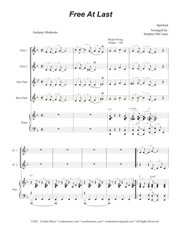 Free At Last (Flute Choir and Piano) (arr. Stephen DeCesare)