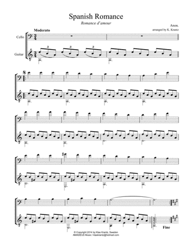 Spanish Romance, Romanza for cello and guitar (arr. K. Krantz)