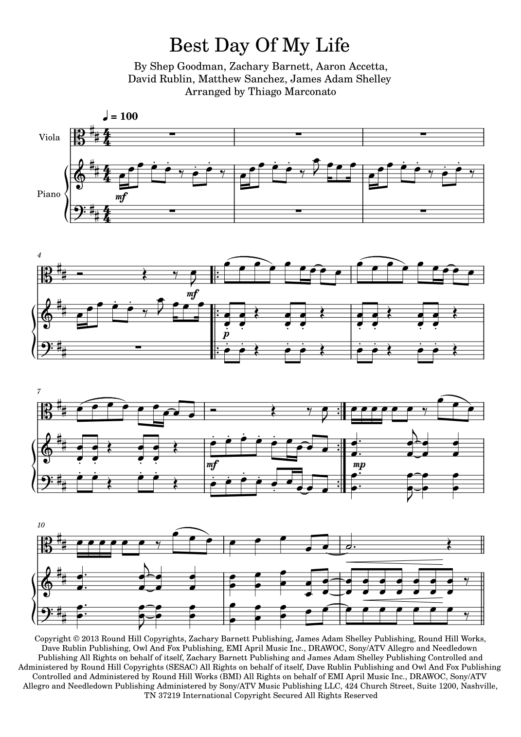 Best Day Of My Life (arr. Thiago Marconato)