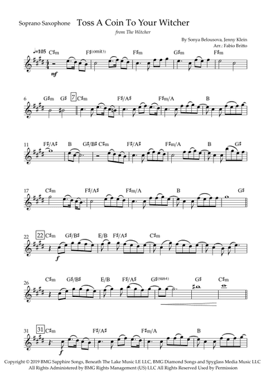Toss A Coin To Your Witcher (arr. Fabio Britto)