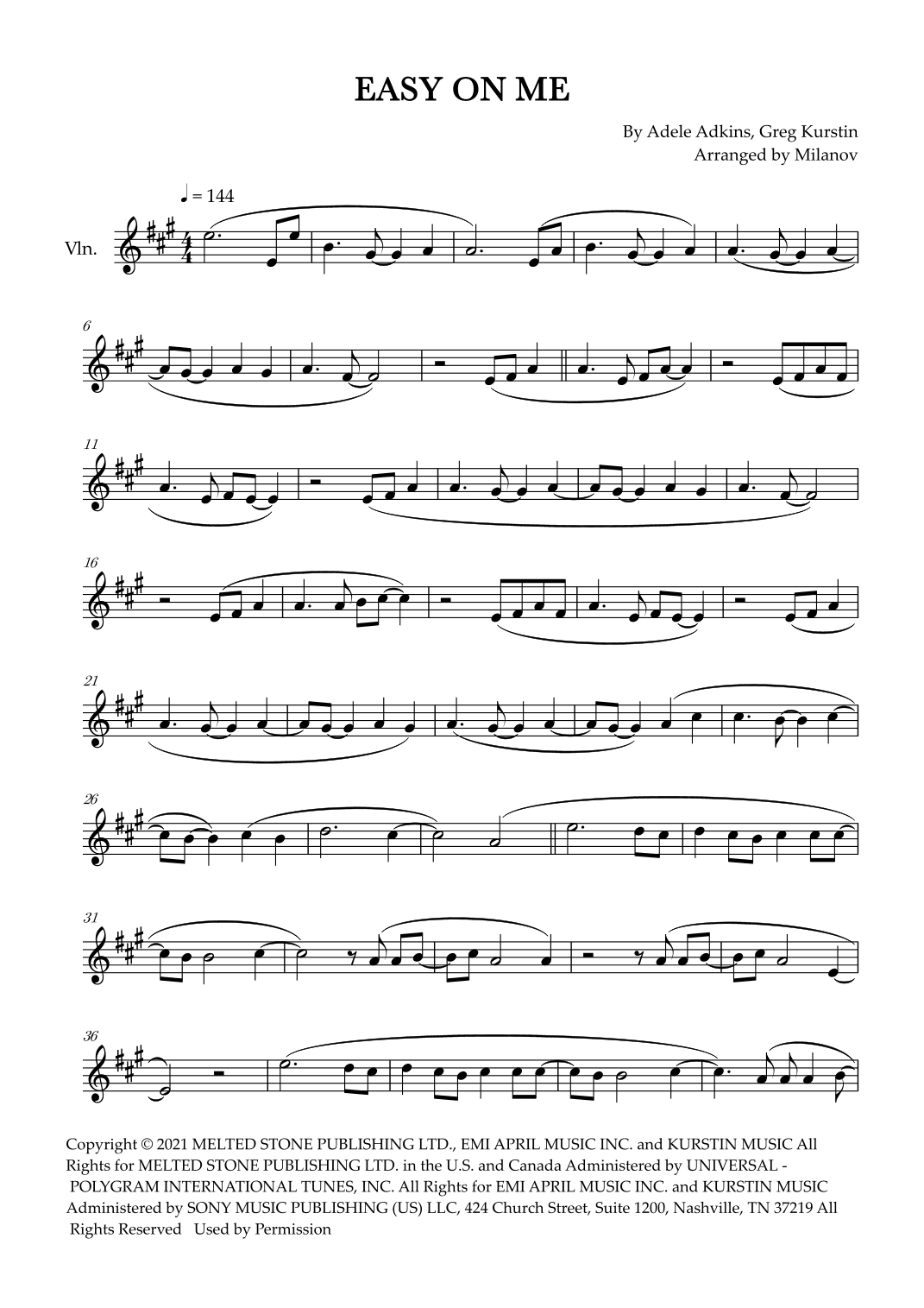 Easy On Me (arr. Milanov)