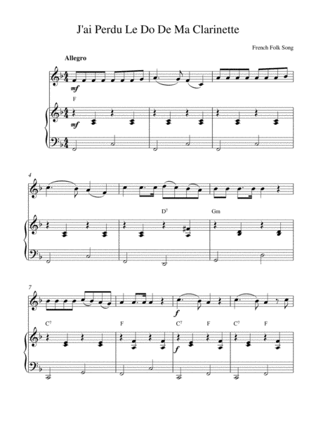 J'ai Perdu Le Do De Ma Clarinette (arr. Kaiserin Rebecca)