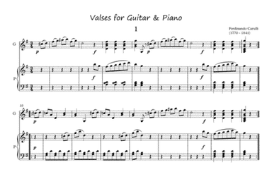 Valses for Guitar and Piano duet (arr. PianoSheetNow)