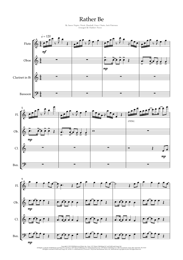 Rather Be (arr. Matthew pyeon)