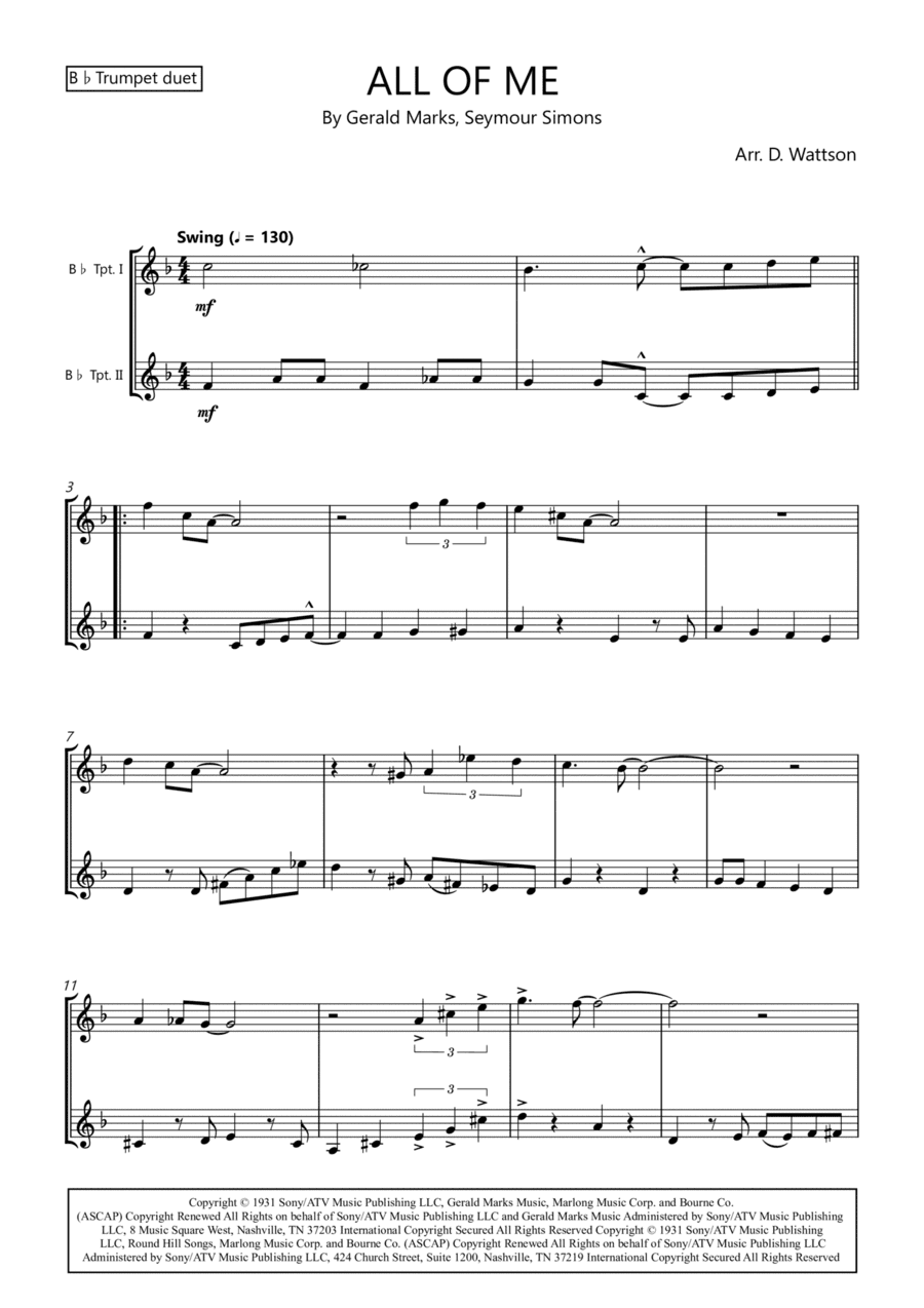 All Of Me (arr. Douglas Wattson)
