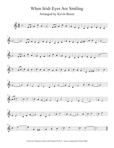 When Irish Eyes Are Smiling (Easy key of C) - Soprano Sax (arr. Kevin Busse)