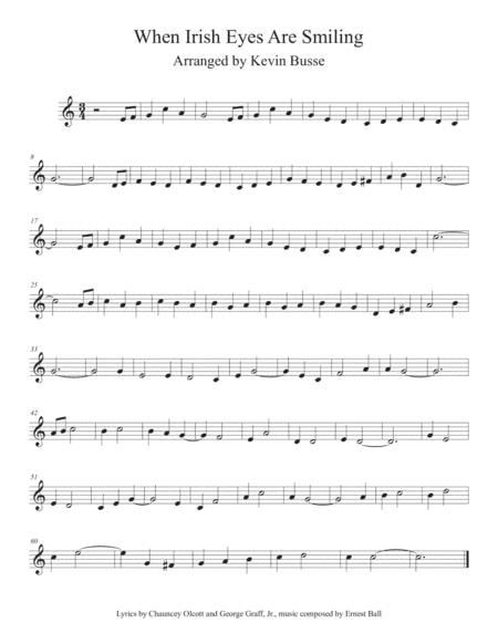 When Irish Eyes Are Smiling (Easy key of C) - Soprano Sax (arr. Kevin Busse)