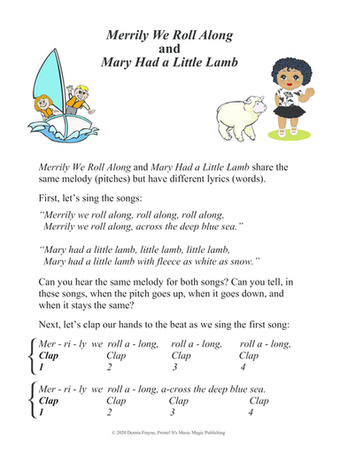 Mary Had a Little Lamb and Merrily We Roll Along (black key notation) (arr. Dennis Frayne)