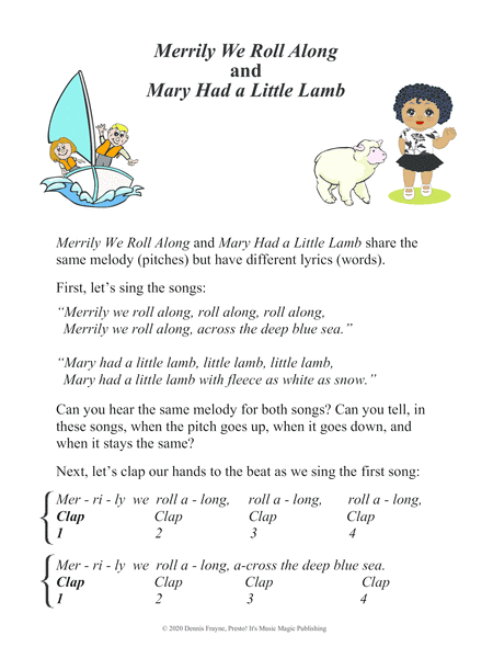Mary Had a Little Lamb and Merrily We Roll Along (black key notation) (arr. Dennis Frayne)