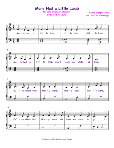 Mary Had a Little Lamb (arr. Lori Cummings)