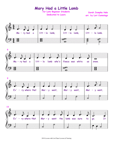 Mary Had a Little Lamb (arr. Lori Cummings)