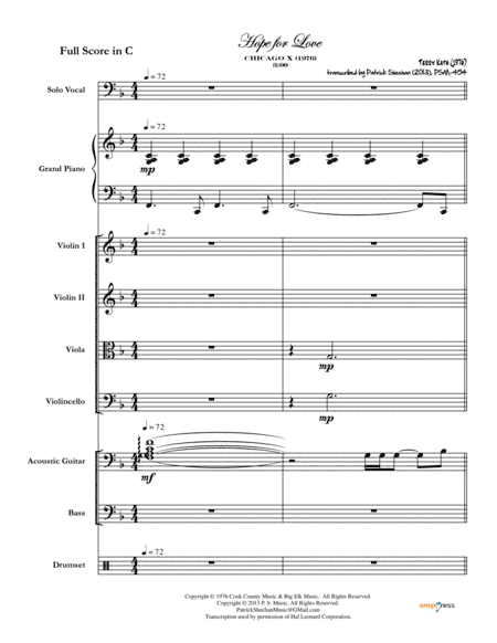 Hope For Love (arr. Patrick Sheehan)