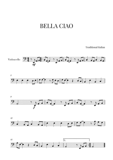Bella Ciao (for Cello) (arr. Cadenza Editions)
