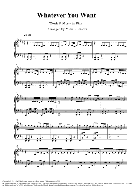 Whatever You Want (arr. Milka Rubtsova)