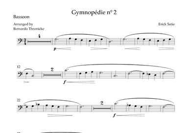 Gymnopédie nº 2 - For Bassoon (arr. Bernardo Thronicke)