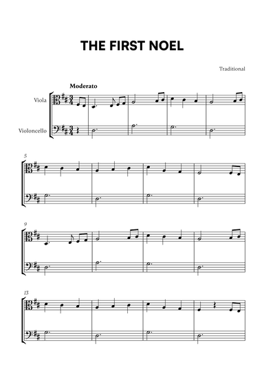 Traditional - The First Noel (D Major) (for Viola and Cello) (arr. Cadenza Editions)
