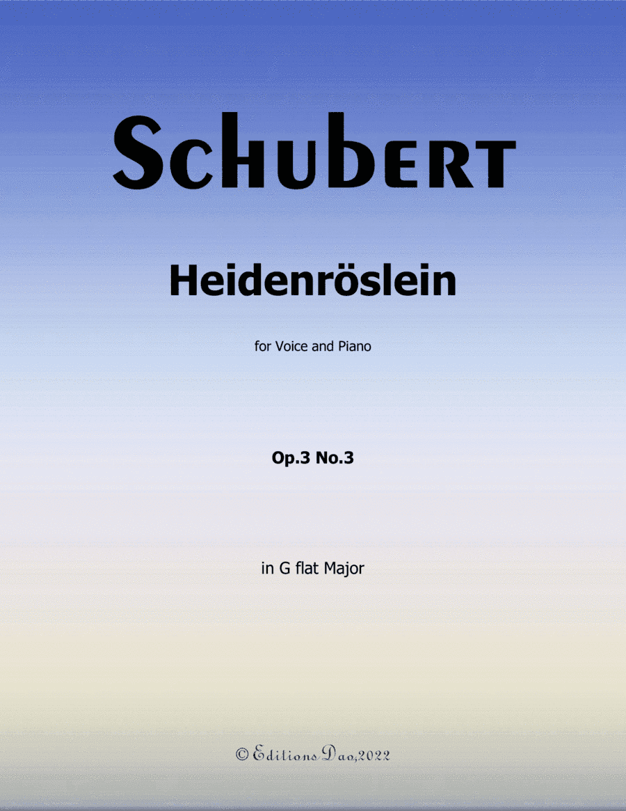 Heidenröslein, by Schubert, in G flat Major (arr. Editions Dao)