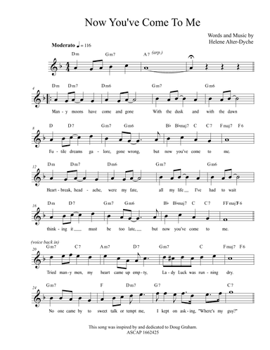 NOW YOU'VE COME TO ME