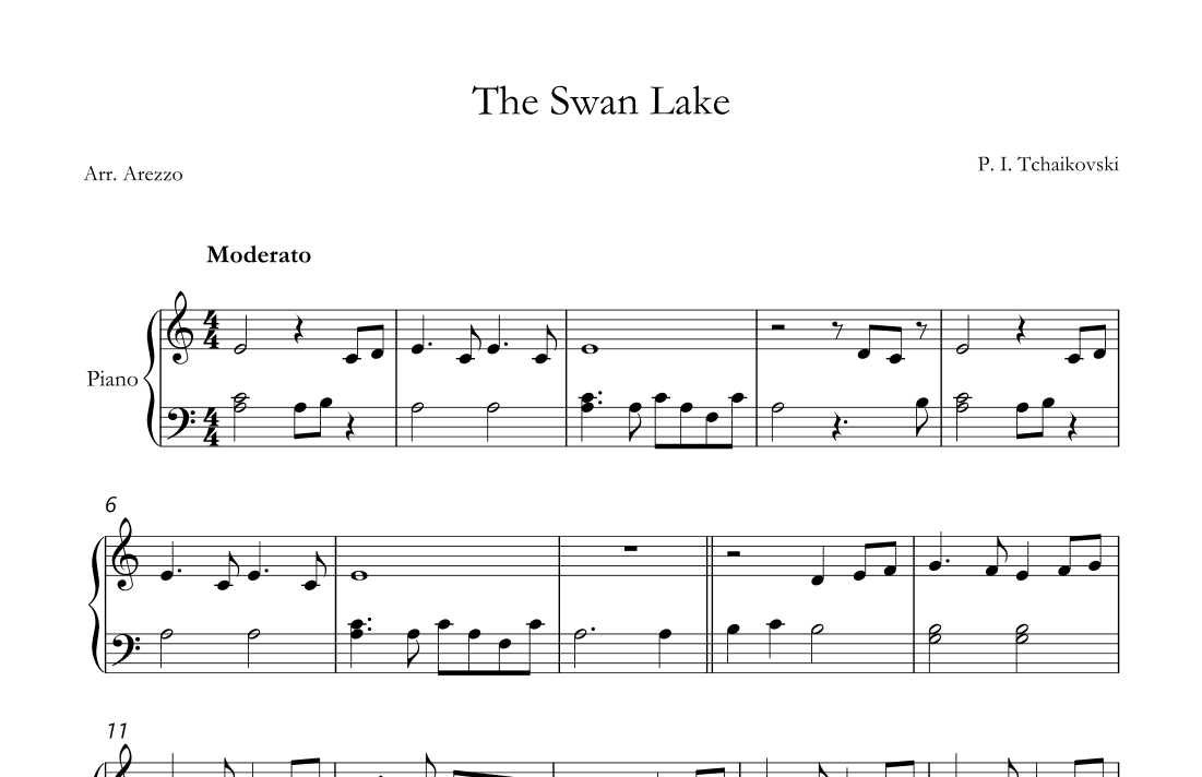 swan lake for beginners in a minor sheet music (arr. Arezzo Music)